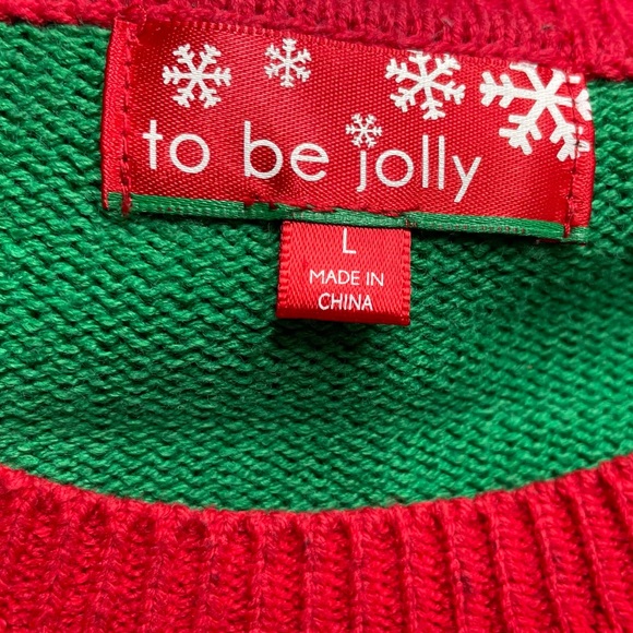 To Be Jolly Mrs. Elf Women’s Crewneck Christmas Sweater Sz Large - Picture 6 of 8